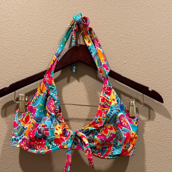 Colorful Floral Halter Bikini Top - Picture 1 of 5